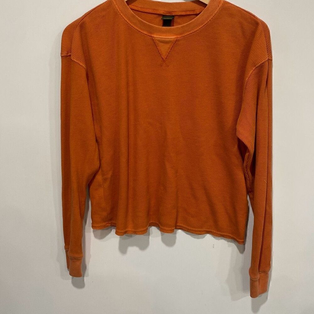 Wild Fable Womens Knitted Crew Neck Long Sleeve Pullover Sweater Orange Size XS